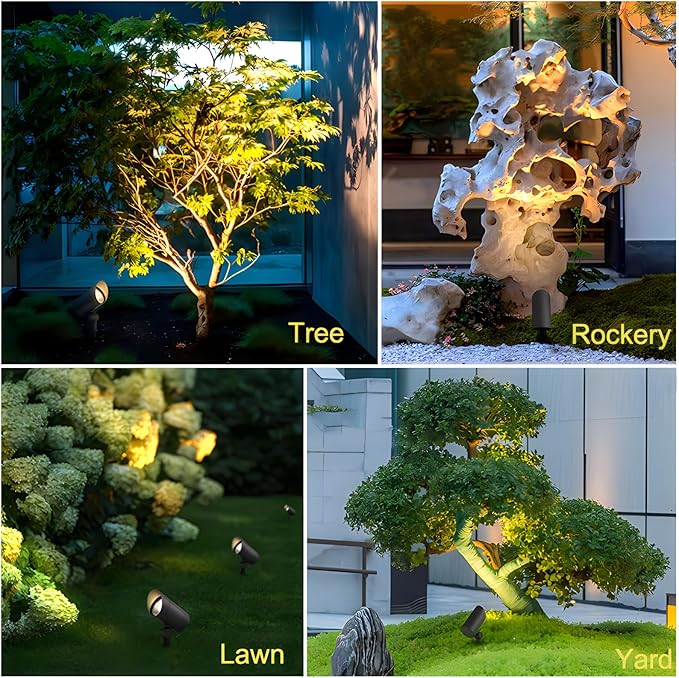Outdoor Landscape Spotlight 30W Ultra Bright LED Spot Lights Outdoor 120V Waterproof Spot Lighting Warm White Landscape Lights with 5FT Cord with Plug for Flag Pole Tree Yard Garden