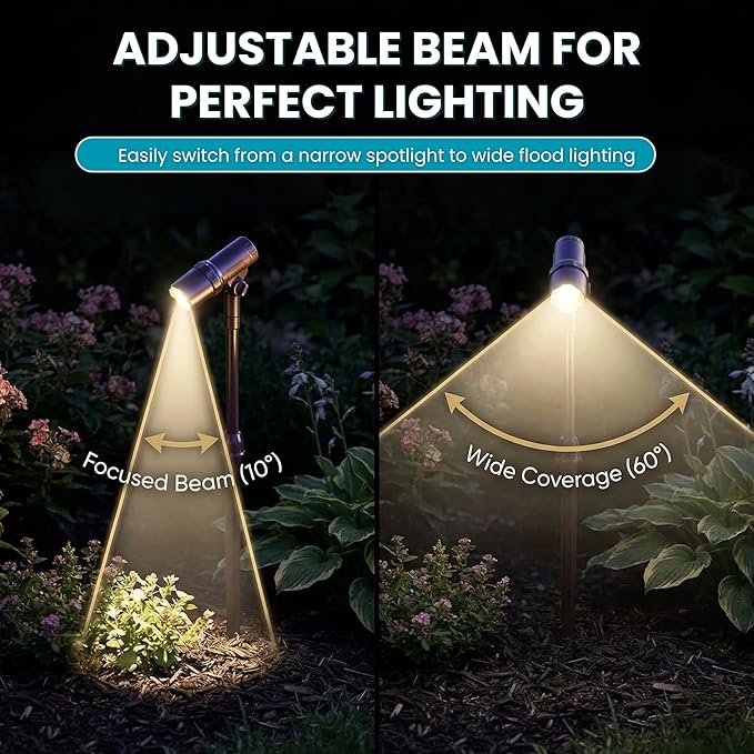 Energizer Solar-Powered Garden Lights - 2 Pack Oil Rubbed Bronze LED Spotlight with Smart Focus & 100 Lumen Output, Waterproof & Easy to Install Solar Landscaping Lights for Lawn & Patio Decorations