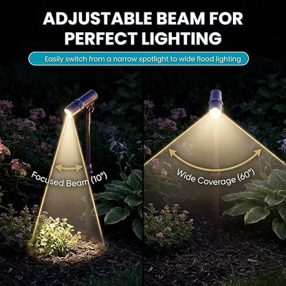 Energizer Solar-Powered Garden Lights - 2 Pack Oil Rubbed Bronze LED Spotlight with Smart Focus & 100 Lumen Output, Waterproof & Easy to Install Solar Landscaping Lights for Lawn & Patio Decorations