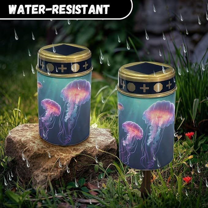 ZOUTAIRONG Solar Light for Cemetery Grave 6 Pack Solar Garden Lights Cemetery Solar Lights for Grave Solar Pathway Lights Outdoor Cemetery Solar Lights for Grave Solar Lights Medusa Jellyfish