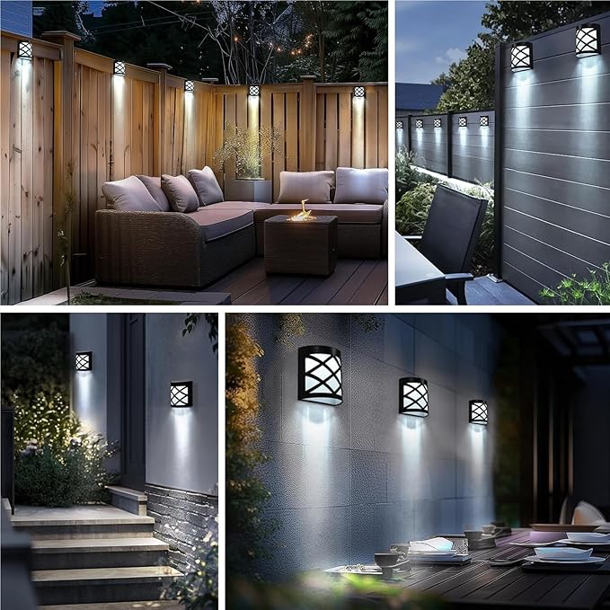 QUQUQ Solar Pathway Lights 8 Packs Solar Wall Lights Waterproof LED Deck Decorative Yard Patio Decor