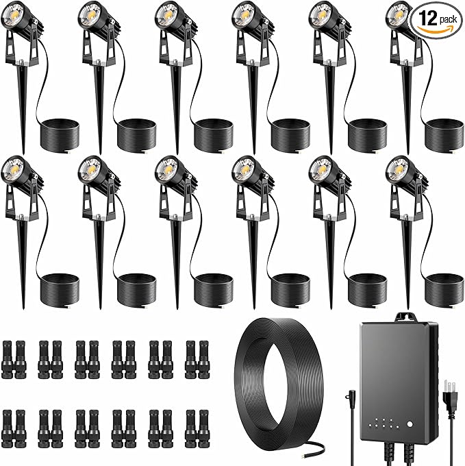 All-in-One Outdoor Low Voltage Landscape Lighting Kit, LED Landscape Spot Lights with 60W Transformer and 65FT | Lumora