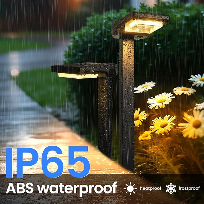 2 Pack Color Changing & Sync Smart Solar Pathway Lights, Solar Lights Outdoor Waterproof, 9 Modes (Warm White/Cool White/RGB) Landscape Lighting for Driveway, Walkway, Garden, Yard, Patio