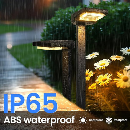 2 Pack Color Changing & Sync Smart Solar Pathway Lights, Solar Lights Outdoor Waterproof, 9 Modes (Warm White/Cool White/RGB) Landscape Lighting for Driveway, Walkway, Garden, Yard, Patio