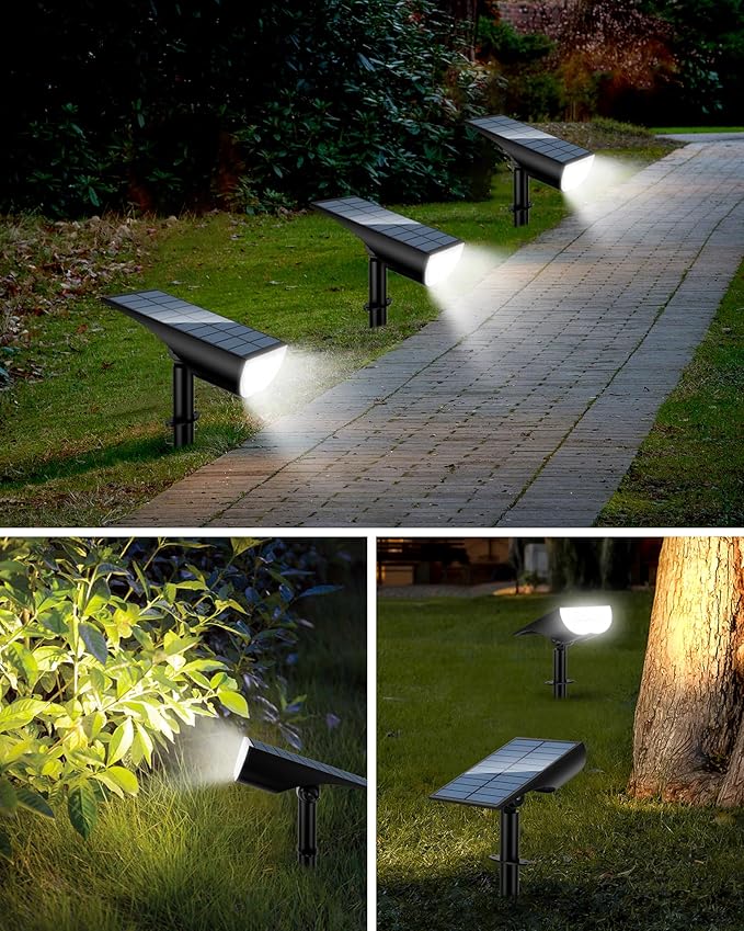 Solar Spot Lights Outdoor, Solar Lights Outdoor Waterproof IP65, 3 Brightness Modes Dusk to Dawn Landscape | Lumora