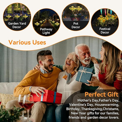 Neporal Solar Garden Lights - Dusk to Dawn, Flowers Outdoor Waterproof IP65 for Garden Decor, Solar Lights 4-Pack