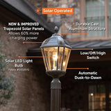 Gama Sonic Outdoor Solar Lamp Post Light, Weathered Bronze Finish Aluminum, Royal Bulb, Beveled Glass, 3-inch | Lumora