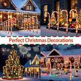 12 Pack Outdoor Solar Christmas Decorations, 180 Bright LED Solar Candy Cane Christmas Lights 8 Lighting Modes | Lumora