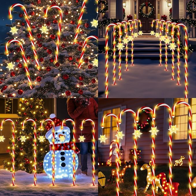 HELESIN Christmas Candy Cane Pathway Lights Outdoor 40.75in 110 LED Higher Christmas Candy Cane Lights with | Lumora