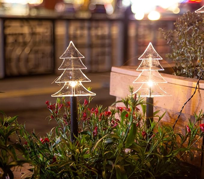 FUCHSUN 5 Pack Solar Garden Lights Outdoor, Pathway Backyard Walkway Lights Solar Powered Waterproof, LED Yard Decorative for Patio Path Landscape Outside (Christmas Trees)