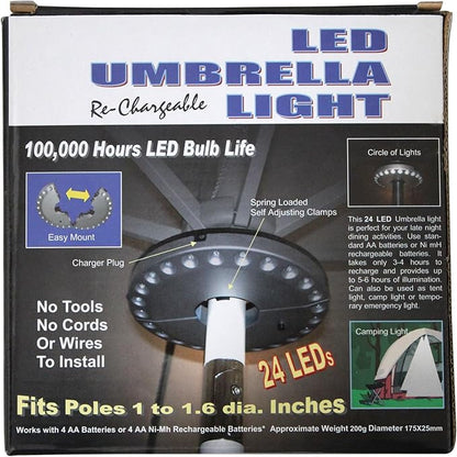 EcoGecko Super Bright LED Umbrella Pole Light, Camping Light, Pool & Patio Light, White