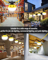 100FT LED Construction String Lights 10 Bulbs,10000LM,Industrial Grade,Weatherproof, Linkable 5000K Super Bright | Lumora