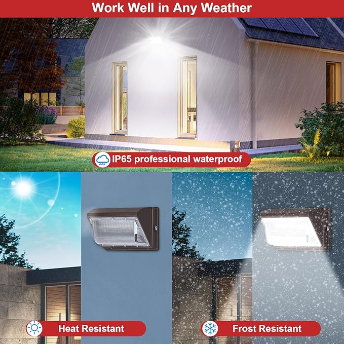 120W LED Wall Pack Lights, Extremely Bright Commercial Outdoor Wallpack, 5000K Daylight IP65 Waterproof Wall Light | Lumora