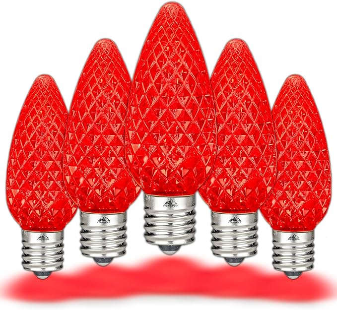 Novelty Lights 25PK C9 LED Faceted Ultra Bright Dimmable Outdoor Christmas Light Replacement Bulbs LED Replacement | Lumora