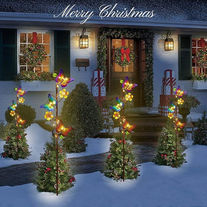 Solar Garden Lights Butterfly Garden Decor Outdoor Waterproof Metal Butterfly Decorative Solar Stake Lights for Yard,Lawn,Patio,Walkway,2 Pack Butterfly Gifts for for Women Mom Grandma Gardening