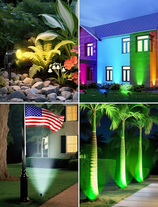 OurLeeme Lawn Flood Light Stake, 2-in-1 Waterproof Outdoor Remote controlle Landscape Lighting Spotlight Wall Light | Lumora