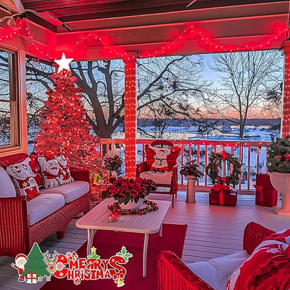 JMEXSUSS 500 LED Red Valentine Lights Indoor Outdoor, 163 FT Clear Wire Red Lights Plug in, 8 Modes Christmas String Light Outdoor Waterproof for Xmas Tree Bedroom Room Halloween
