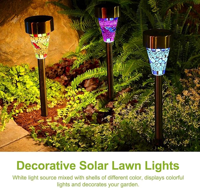Solar Lights Outdoor Decorative, 2025 Upgrade Solar Garden Lights Stakes, Flower Bed Decorations Color Lawn Ligh ts, Decor for Path, Waterproof, IP44 Waterproof for Yard Driveway Walkway/ 6 Pack