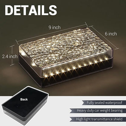 6 Pack Solar Paver Lights Outdoor – 6×9 Inch Waterproof IP67 Recessed Solar LED Paver Lights, Heavy Duty, Warm White 3500K for Driveway, Pathway, Patio & Garden