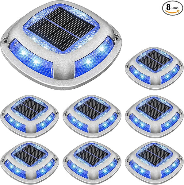 VOLISUN Solar Driveway Lights 8 Pack Waterproof Dock & Deck Marker Lights,2-in-1 Blue & White LED,IP67 Wireless | Lumora