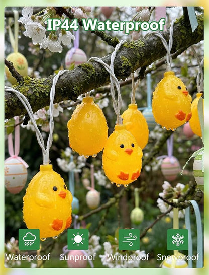 GOOTHY 8.5Ft LED Yellow Chick String Lights Plug in, 10 Cute LED Spring Chicken String Lights for Indoor Outdoor Easter Decorations, Easter Party Garland Spring Holiday Home Garden Patio Décor