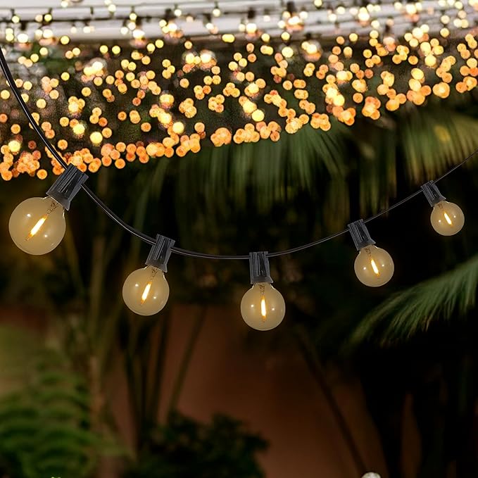 JONATHAN Y JYL8700A-SET2 25' Set of 2 Outdoor Globe String Lights with 25 G40 Bulbs, UL Listed Waterproof Patio Lights, Connectable Hanging Lights for Backyard, Porch, Wedding, Party Decor, Black