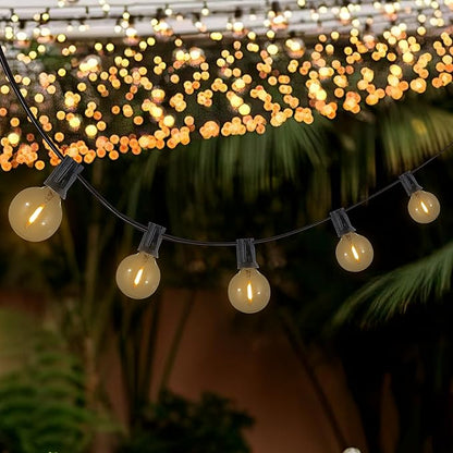 JONATHAN Y JYL8700A-SET2 25' Set of 2 Outdoor Globe String Lights with 25 G40 Bulbs, UL Listed Waterproof Patio Lights, Connectable Hanging Lights for Backyard, Porch, Wedding, Party Decor, Black