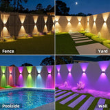 NIORSUN Solar Fence Lights Outdoor, 6 Pack Up and Down Waterproof Solar Wall Lights, Warm & Cool White + RGB, Fence | Lumora