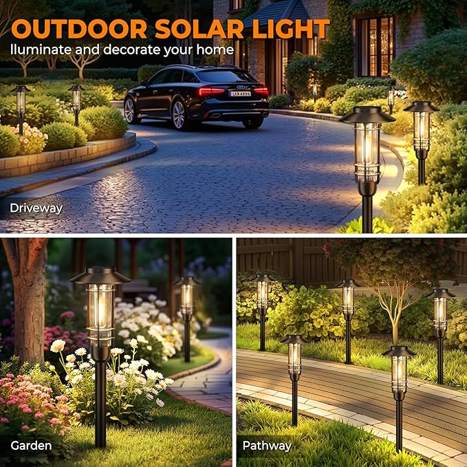 6 Pack Solar Pathway Lights Outdoor, Upgraded Bright Solar Powered Garden Light Outside, Waterproof Outdoor | Lumora