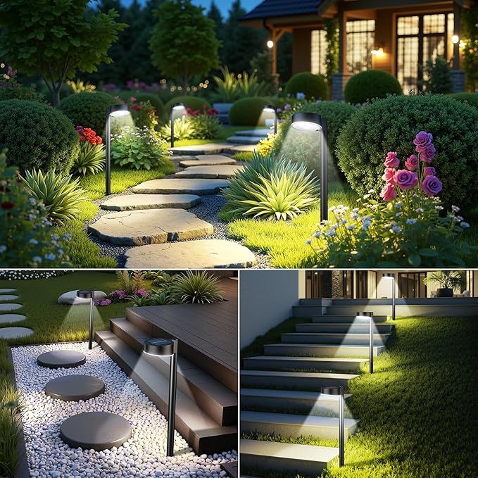 12 Pack Solar Pathway Lights Outdoor, 12 Brighter LED Solar Lights Outdoor Waterproof, Up to 12 Hrs Modern Path | Lumora
