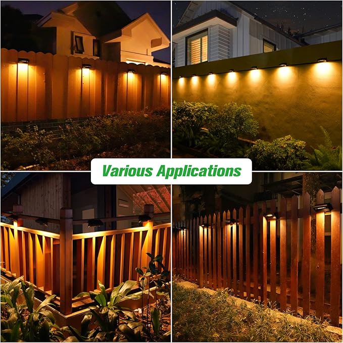 Bridika Solar Fence Lights, 8 Pack Plus Size, Warm & RGB Color Changing, Outdoor Waterproof, 100 Lumen, 8 Specific | Lumora