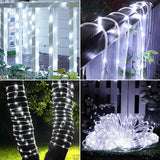 Solar Rope Lights, 66ft 200LED Solar String Lights, 8 Modes Waterproof Solar Powered Outdoor Light, Flexible Clear | Lumora