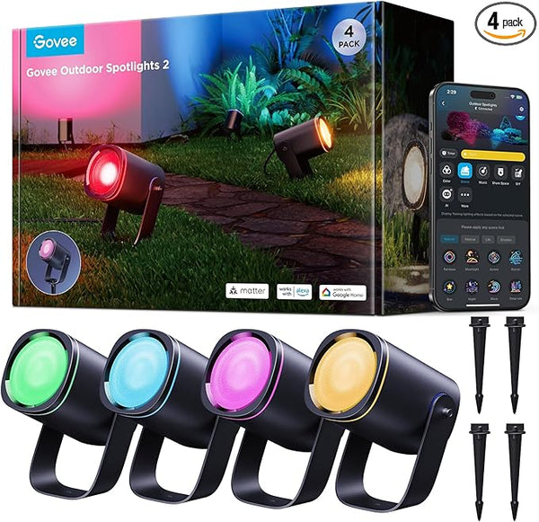 Govee Outdoor Spot Lights 2, IP67 Waterproof Spotlights, Landscape Lights Work with Matter, Alexa, and Google | Lumora