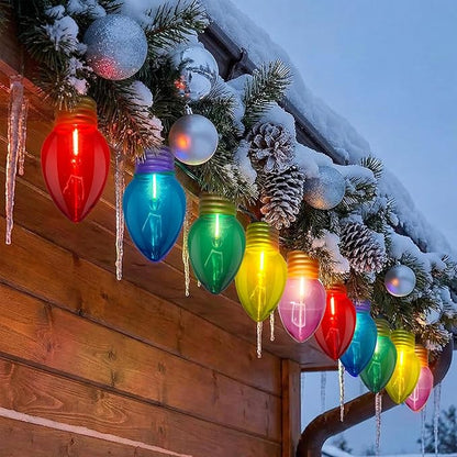 Jumbo Outdoor Christmas Lights,16FT C9 Jumbo Xmas String Lights Decorations Waterproof Hanging Lights with 10 Large Clear Multicolor Bulb for Outdoor Porch Patio Eave Xmas Roof Decoration