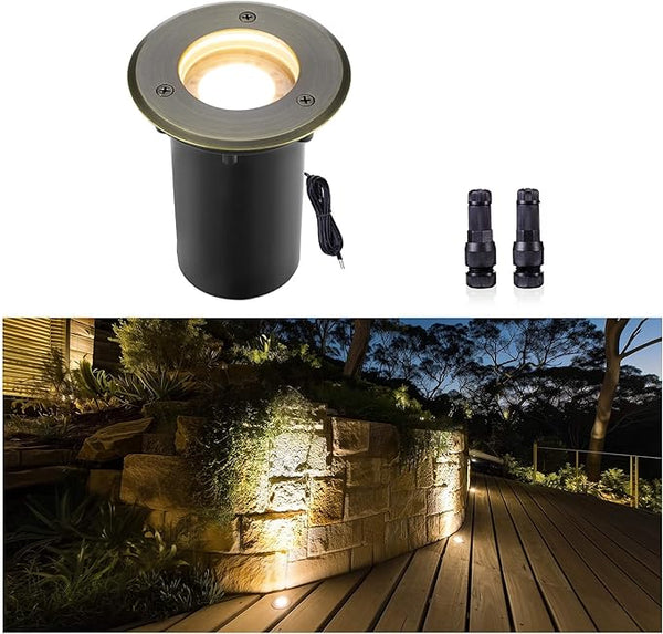 Gardenreet Brass Well Light - Outdoor Waterproof 12V In-Ground Landscape Lighting, LED Low Voltage Replaceable Bulb | Lumora