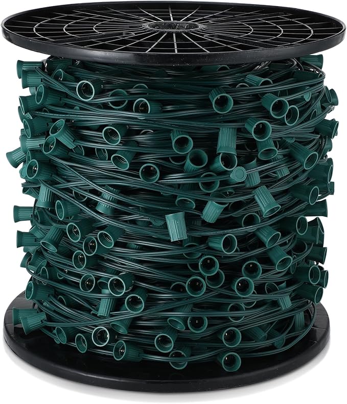 1000 ft C9/e17 Ul Listed String Light Cord Wire Spool, Christmas C9 Light Wire Stringer Strand Set for Outdoor | Lumora