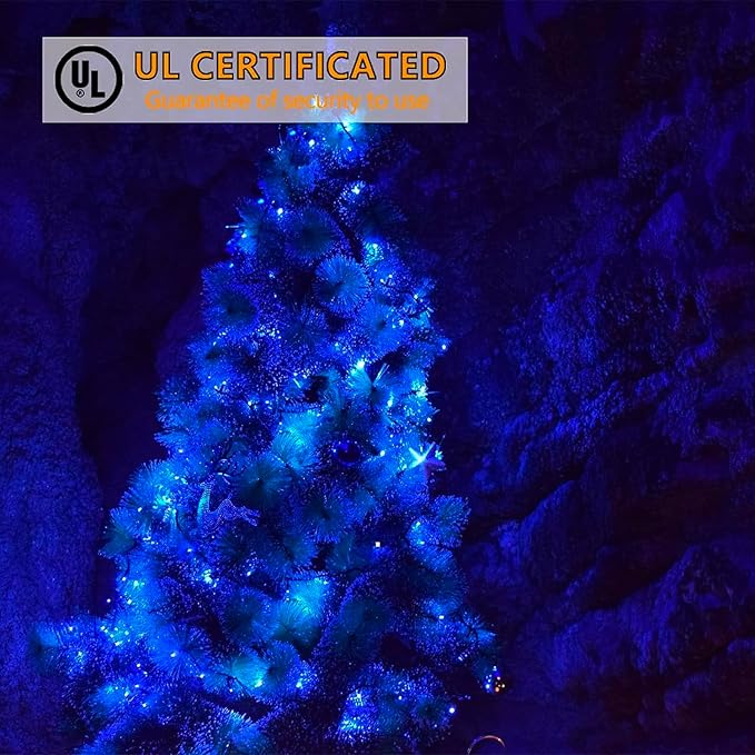 50ft 100 Counts Blue LED Outdoor Christmas Lights - Commercial Grade, Waterproof, Green Wire, Xmas Lights, IP65, UL