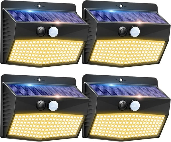 Peasur Solar Outdoor Lights, [4 Packs] Motion Sensor Security Lights with 3 Lighting Modes Wall Lights Waterproof | Lumora