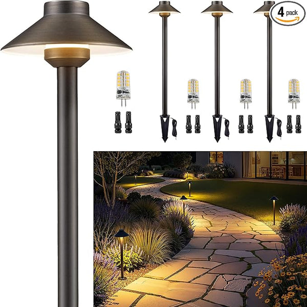 Gardenreet Low Voltage Landscape Lighting Brass - 12v Pathway Lights Waterproof, Hard Wired Path Light Outdoor | Lumora