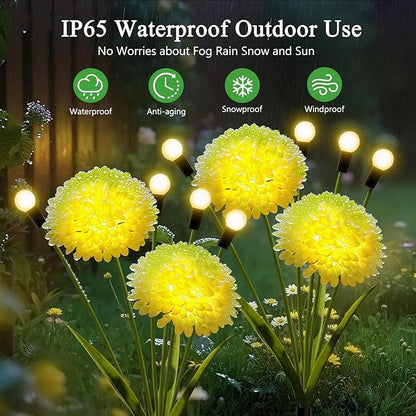 Solar Lights Outdoor Waterproof, 6 Pack Solar Firefly Swaying Lights with Flowers, Flower Light Garden Decor for Outside Yard Patio Thanksgiving Christmas for Women Grandma