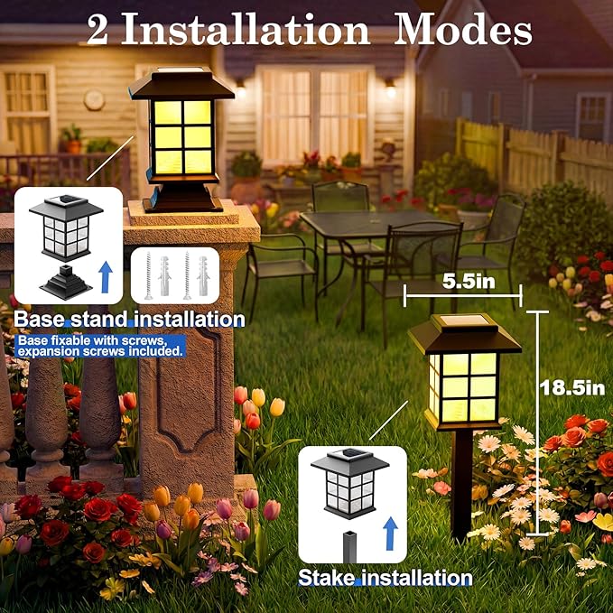 Anordsem Solar Garden Light Outdoor：2 Pack LED Waterproof Pathway Lighting - Uniquely Designed Modern Durable Decorative Lights for Lawns Walkways backyards - Gifts for Gardening Enthusiasts