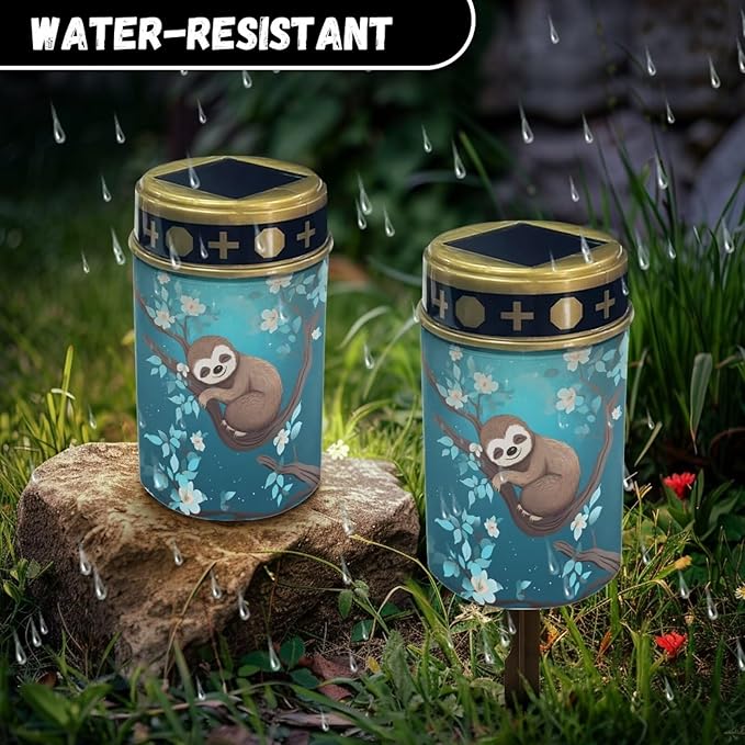 ZOUTAIRONG Solar Light for Cemetery Grave 4 Pack Solar Garden Lights Pathway Lights Solar Powered Solar Pathway Lights Outdoor Cemetery Solar Lights for Grave Solar Lights Sloth