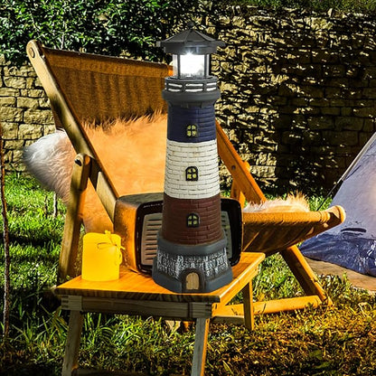 GANAZONO Solar Lighthouse Garden Lights Outdoor Waterproof Resin Lighthouse Statue Lamp for Patio Yard Lawn Landscape Decoration