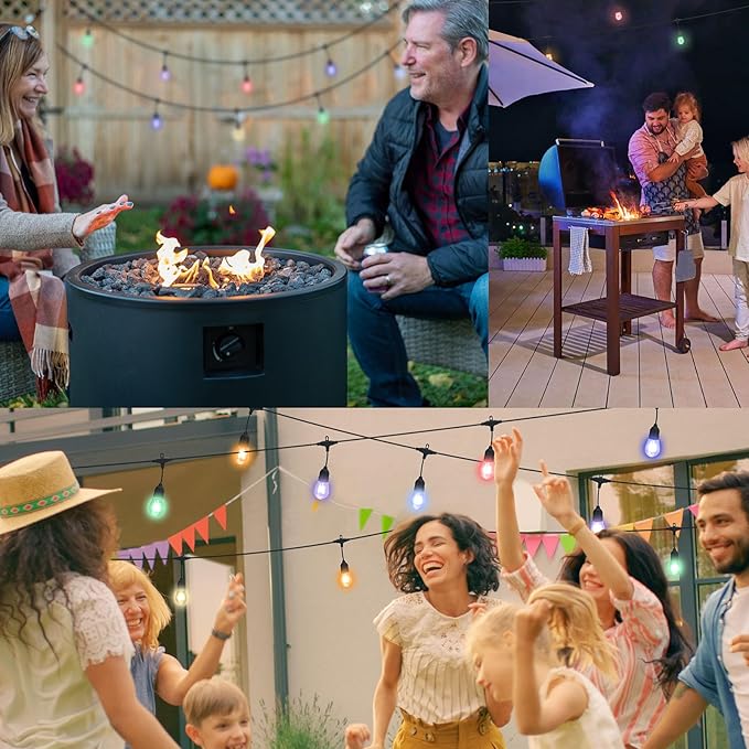 LUXRITE 48FT LED RGBW Outdoor String Lights, Remote Control Color Changing Cafe Lights, Commercial Grade | Lumora