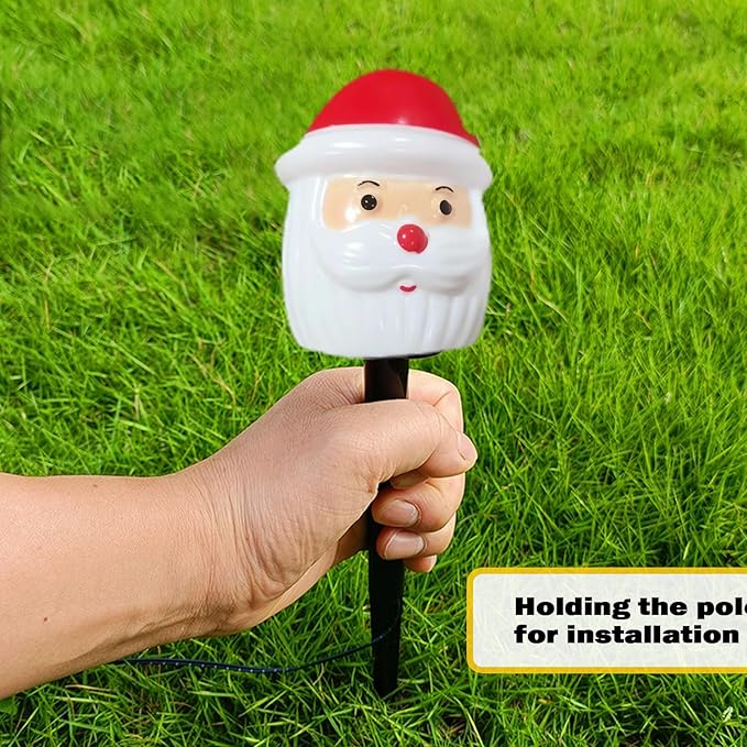 FANFX Christmas Solar Powered Lights, Pathway Markers Walkway Lights with Automatic Charging/Lighting, Xmas Waterproof Decorations for Outdoor Pathway Garden Yard Patio（5PCS Santa）