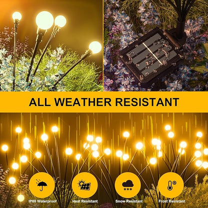 Solar Lights Outdoor - Upgraded 4-Pack of 32 LEDs Solar Garden Light,IP65 Waterproof Outdoor Decor Solar Firefly Lights for Yard,Pathway Decoration,Unique Gifts for Women and Grandma (Warm White)