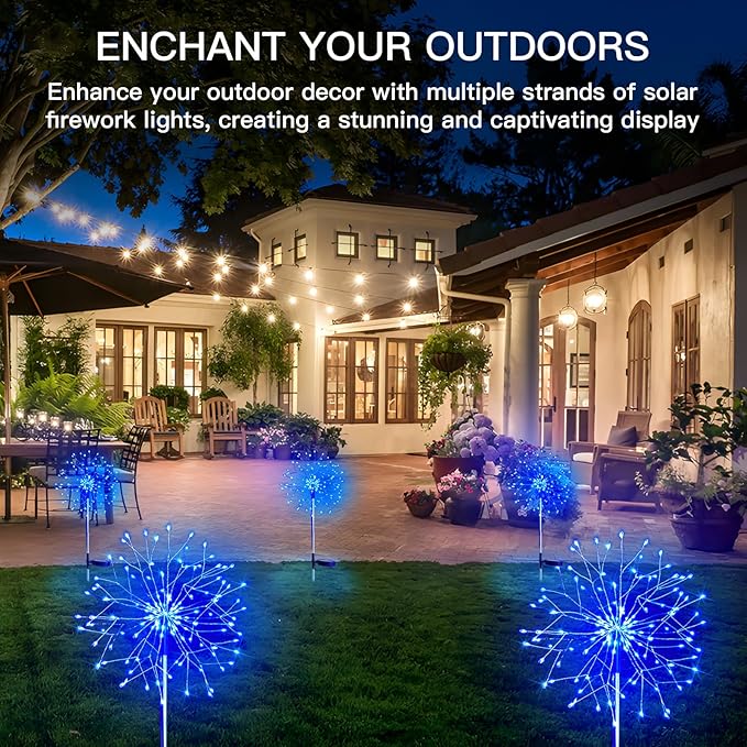suddus Solar Garden Lights Outdoor Waterproof Decorative, 2Pack 150LED Firework Lights, Solar Fairy Lights for | Lumora