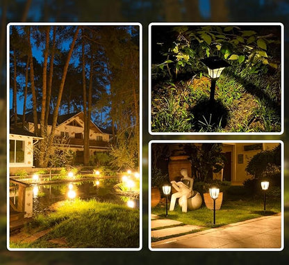 16 PCS 8.27 Inch Solar Light Stakes, Black Spikes Plastic Pathway Stakes, LED Light Ground Spikes for Garden Decoration