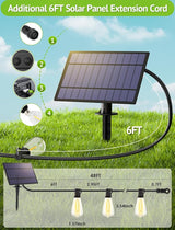 48FT Solar String Lights Outdoor with Remote, Waterproof Dimmable Patio Lights with 15+1 LED ST38 Bulbs 3 Modes | Lumora