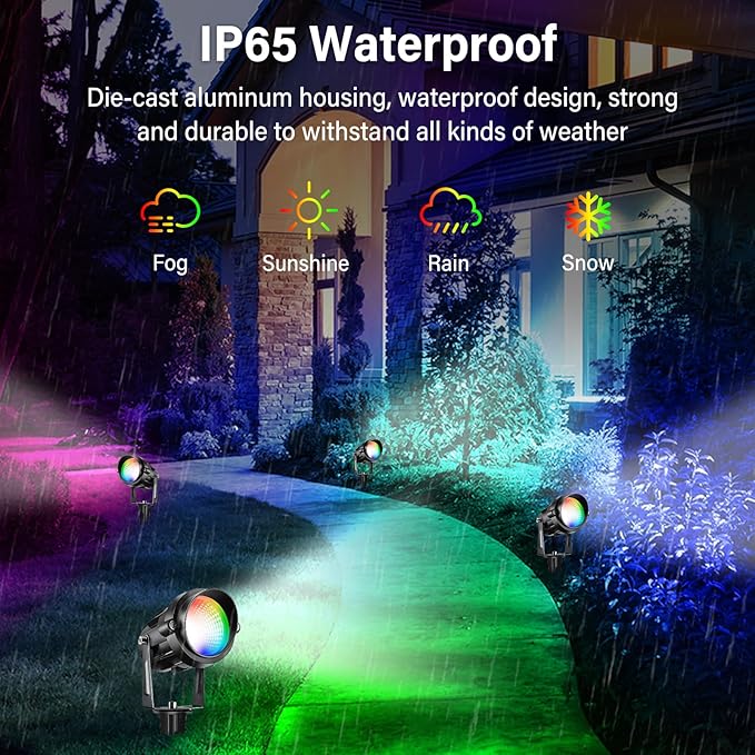 RGBW Landscape Lights 12W Low Voltage Landscape Lighting, Waterproof Color Changing Outdoor Landscape | Lumora